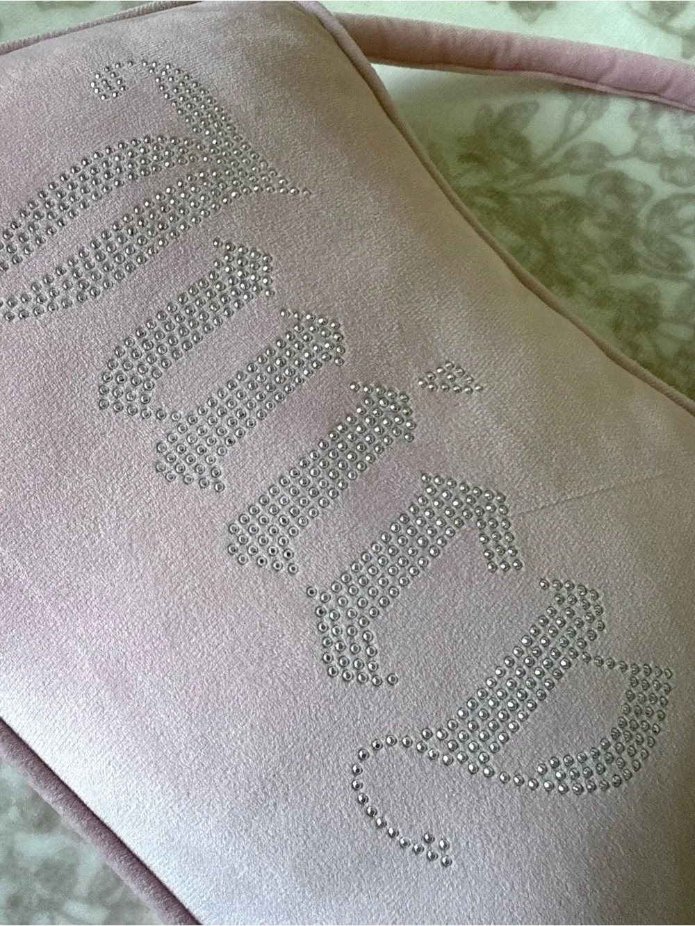 Juicy Couture Home Rhinestone Logo Purse Shaped Decorative Accent Pillow